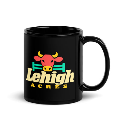 Lehigh Acres — black mug, 11 oz, right side, logo on both sides