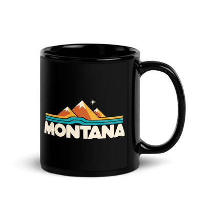 Montana Mountain Lines — black mug, 11 oz, right side, logo on both sides