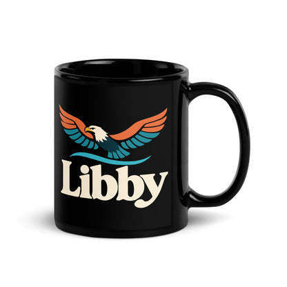Libby — black mug, 11 oz, right side, logo on both sides