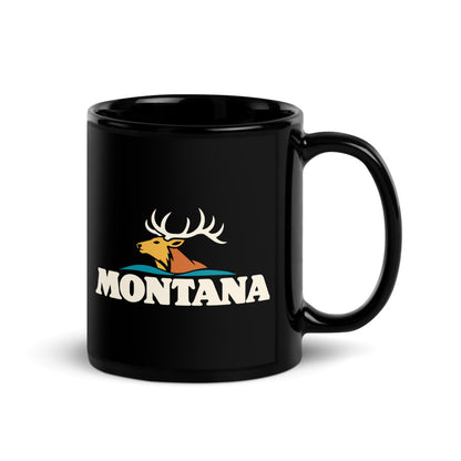 Montana Elk — black mug, 11 oz, right side, logo on both sides