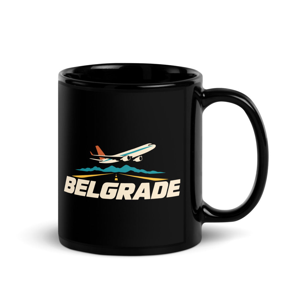 Belgrade — black mug, 11 oz, right side, logo on both sides