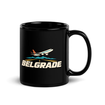 Belgrade — black mug, 11 oz, right side, logo on both sides