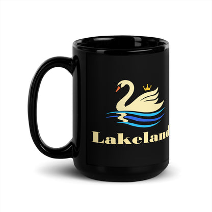 Lakeland — Black mug, 15 oz, left side, logo on both sides