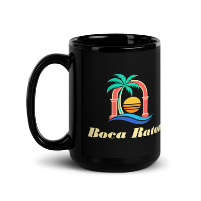 Boca Raton — Black mug, 15 oz, left side, logo on both sides