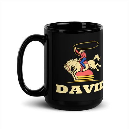 Davie — Black mug, 15 oz, left side, logo on both sides