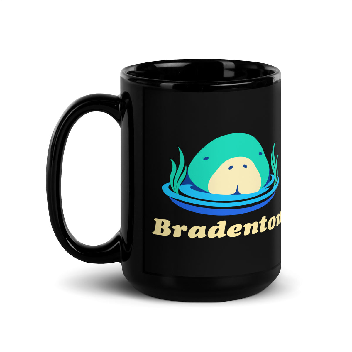 Bradenton — Black mug, 15 oz, left side, logo on both sides