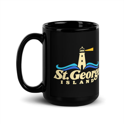 St. George Island — Black mug, 15 oz, left side, logo on both sides