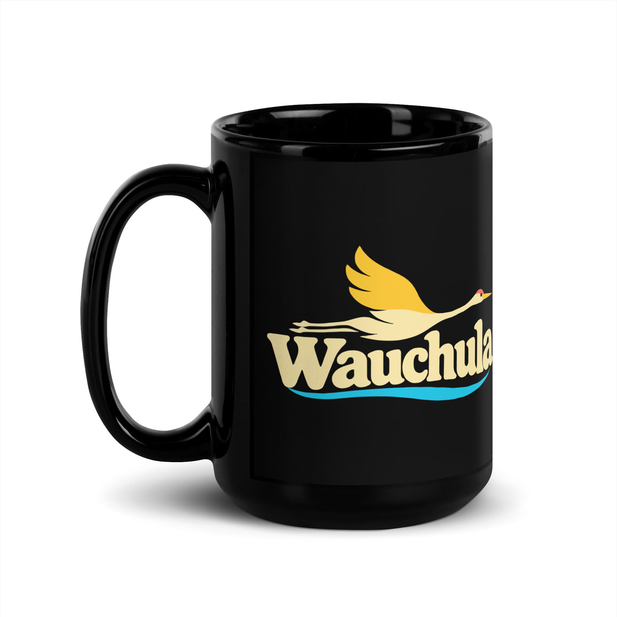 Wauchula — Black mug, 15 oz, left side, logo on both sides