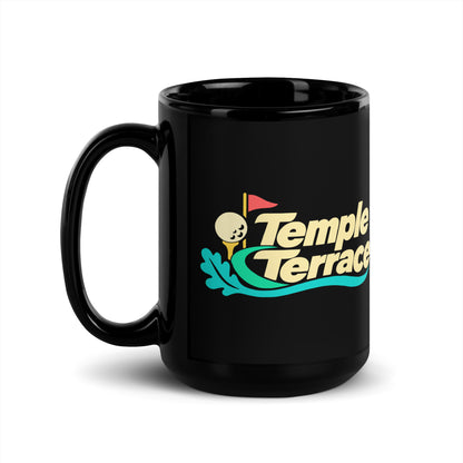 Temple Terrace — Black mug, 15 oz, left side, logo on both sides