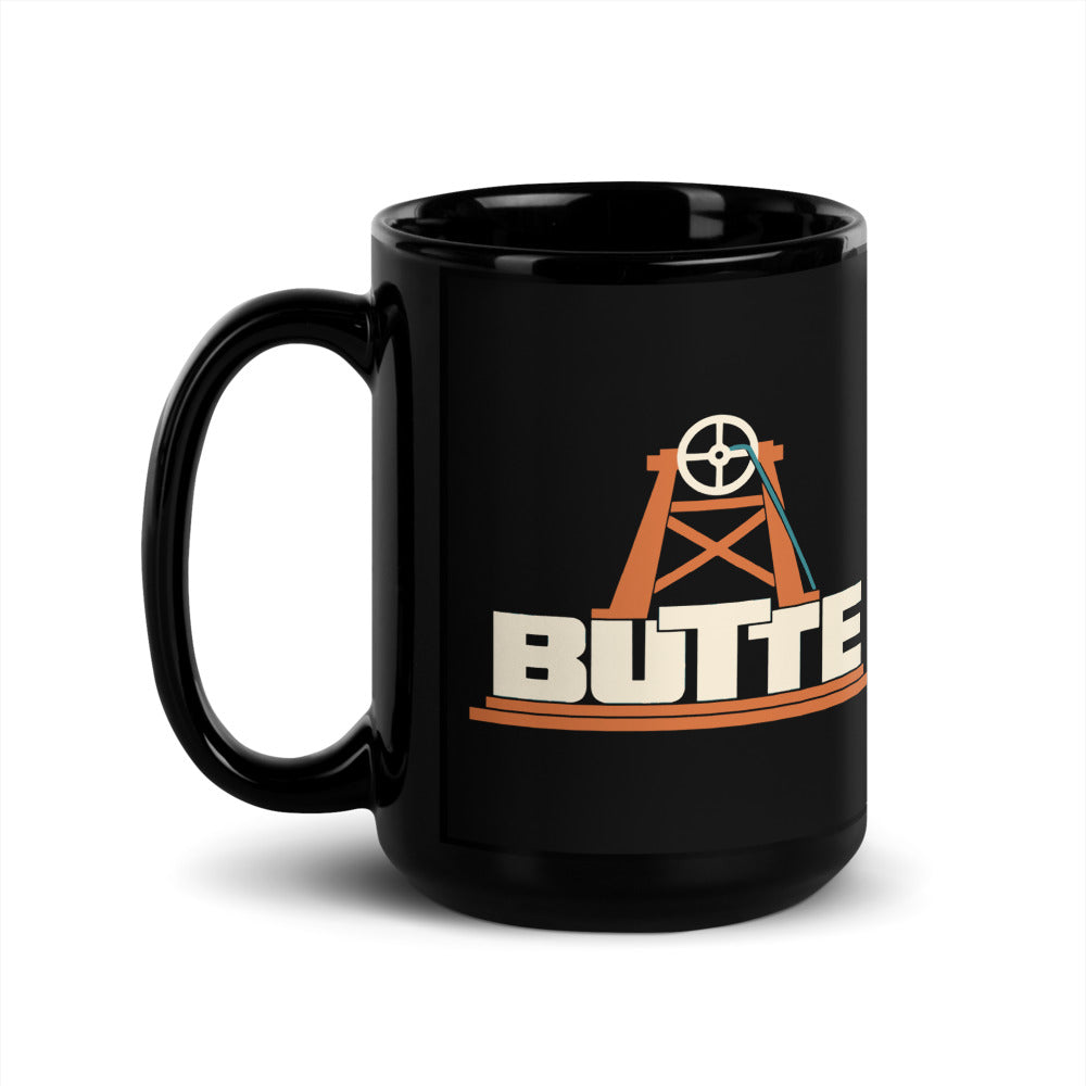 Butte — black mug, 15 oz, left side, logo on both sides