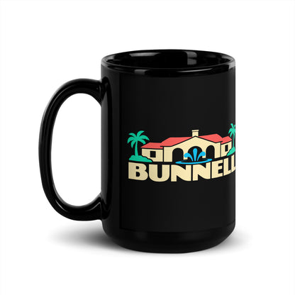 Bunnell — black mug, 15 oz, left side, logo on both sides