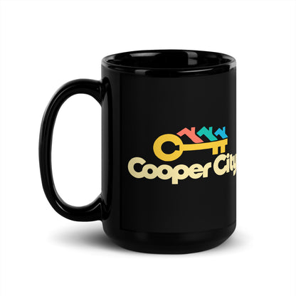 Cooper City — black mug, 15 oz, left side, logo on both sides