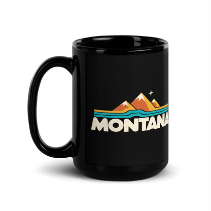 Montana Mountain Lines — black mug, 15 oz, left side, logo on both sides
