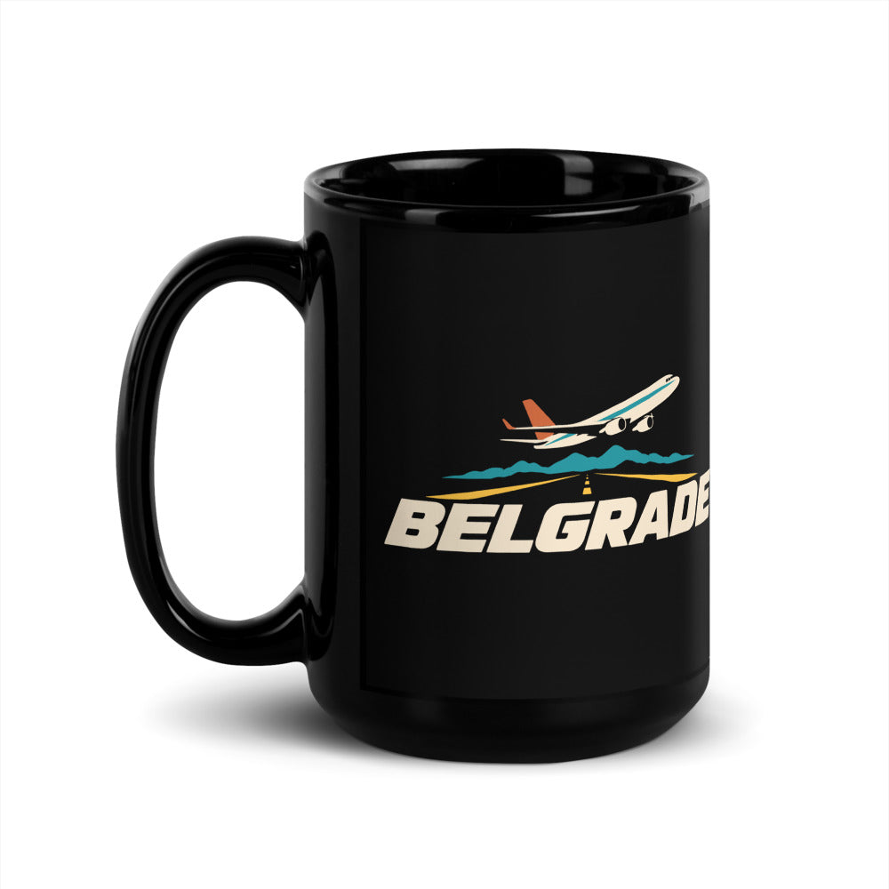 Belgrade — black mug, 15 oz, left side, logo on both sides