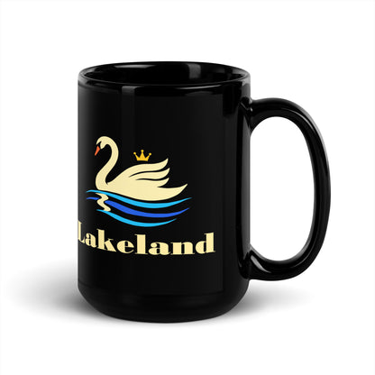 Lakeland — Black mug, 15 oz, right side, logo on both sides