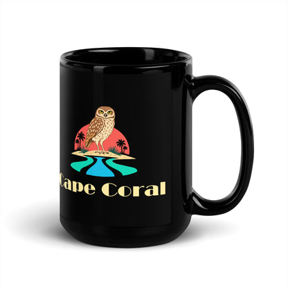 Cape Coral — Black mug, 15 oz, right side, logo on both sides