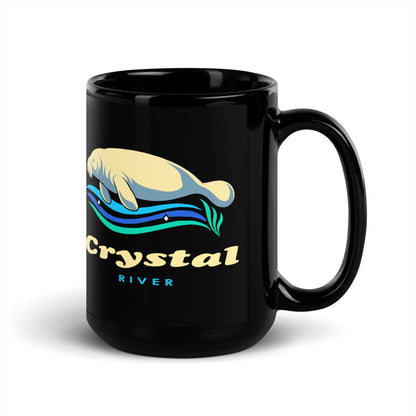 Crystal River — Black mug, 15 oz, right side, logo on both sides
