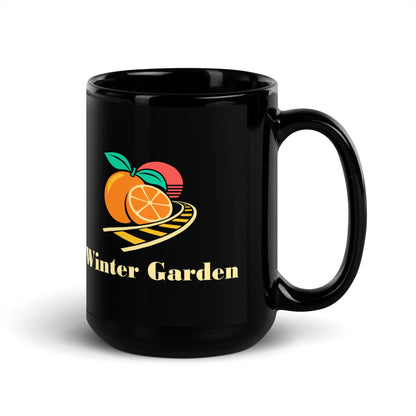 Winter Garden — Black mug, 15 oz, right side, logo on both sides
