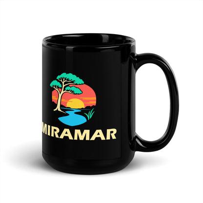 Miramar — Black mug, 15 oz, right side, logo on both sides