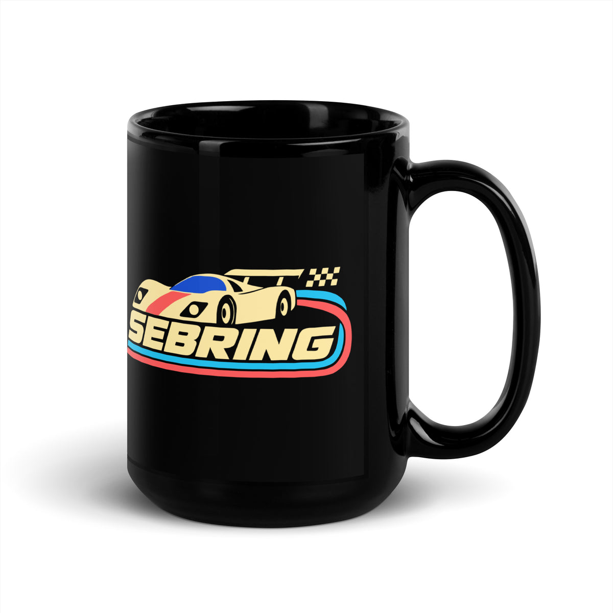 Sebring — Black mug, 15 oz, right side, logo on both sides