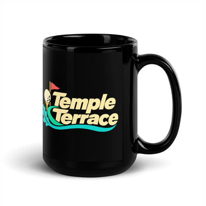 Temple Terrace — Black mug, 15 oz, right side, logo on both sides