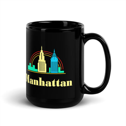 Manhattan — black mug, 15 oz, right side, logo on both sides