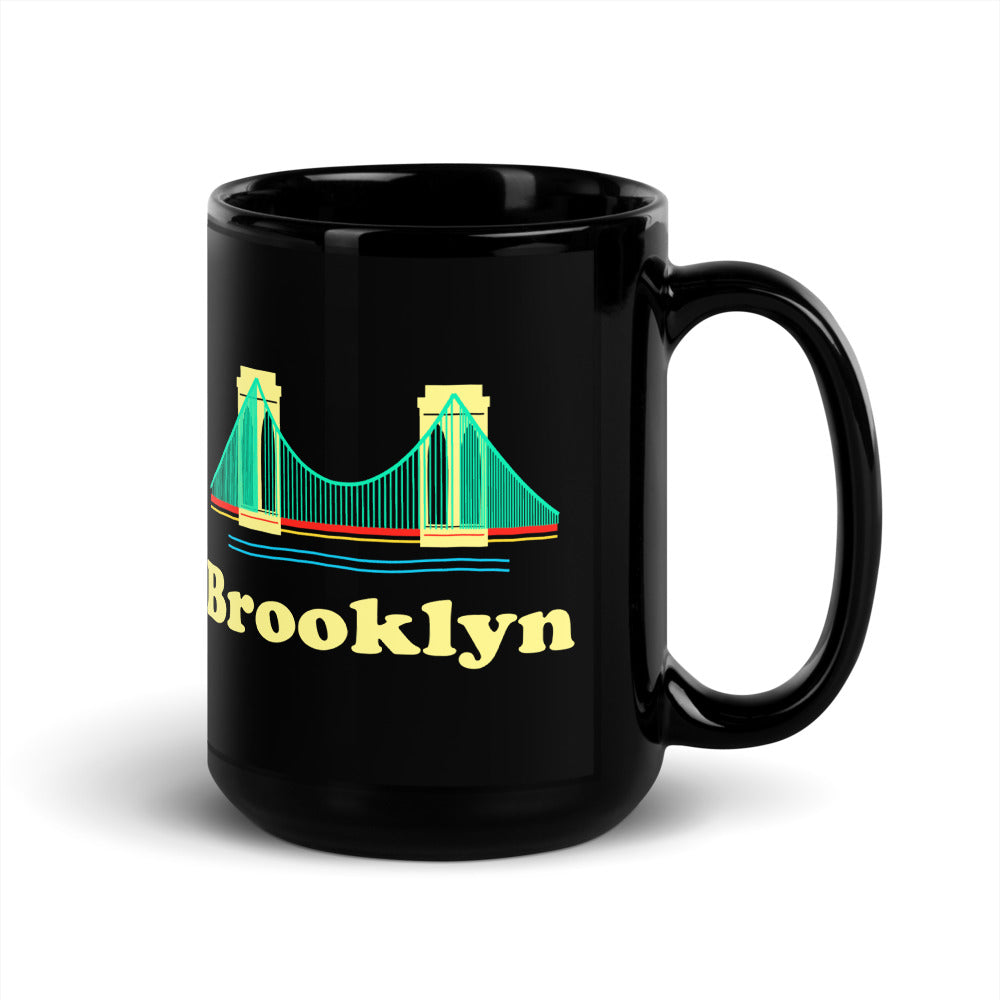 Brooklyn — black mug, 15 oz, right side, logo on both sides