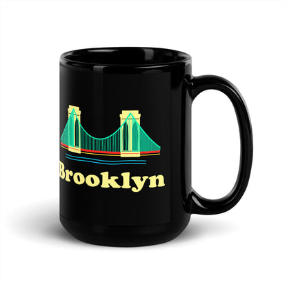Brooklyn — black mug, 15 oz, right side, logo on both sides