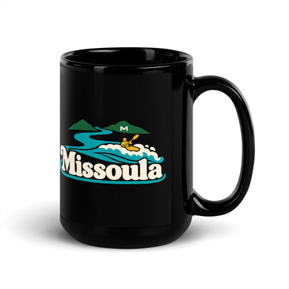 Missoula — black mug, 15 oz, right side, logo on both sides