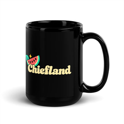 Chiefland — black mug, 15 oz, right side, logo on both sides