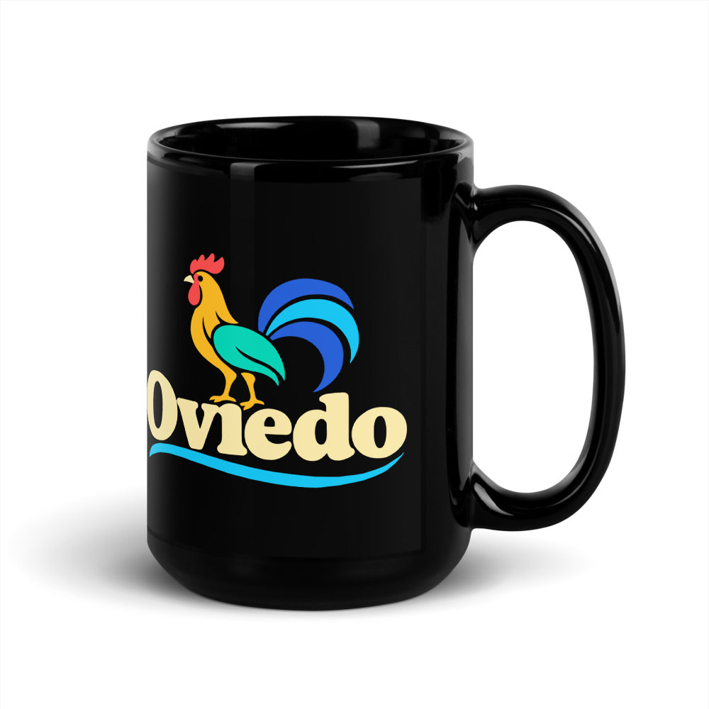 Oviedo — black mug, 15 oz, right side, logo on both sides