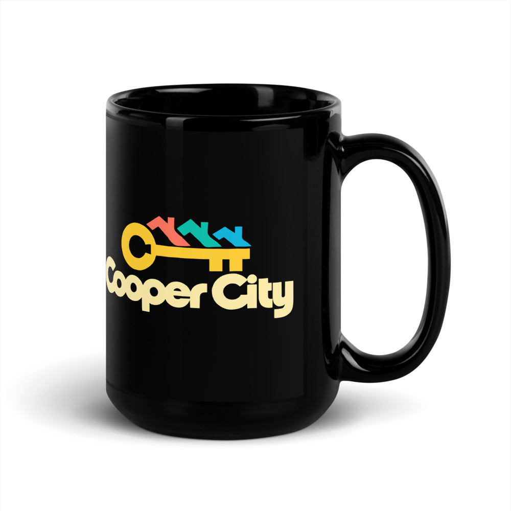 Cooper City — black mug, 15 oz, right side, logo on both sides