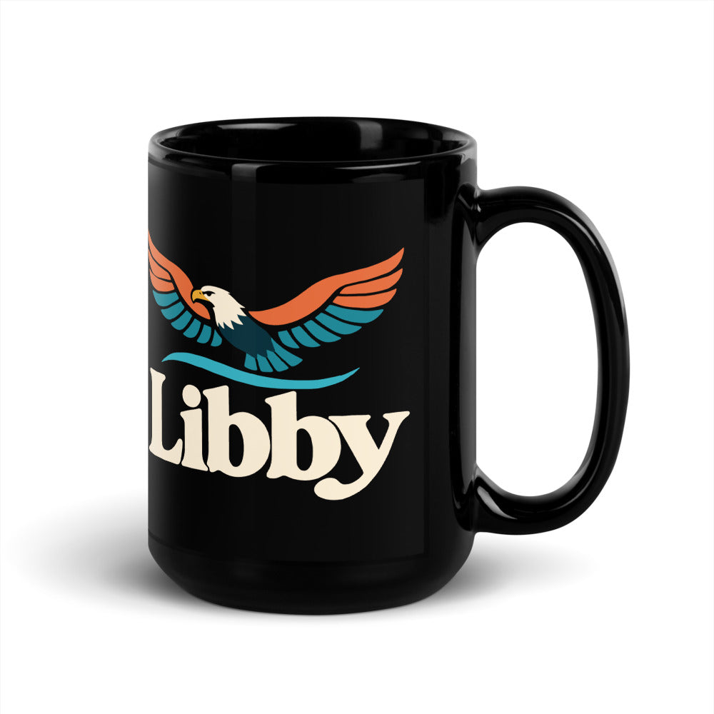 Libby — black mug, 15 oz, right side, logo on both sides