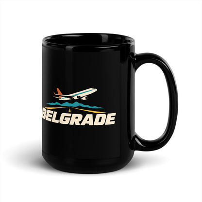Belgrade — black mug, 15 oz, right side, logo on both sides