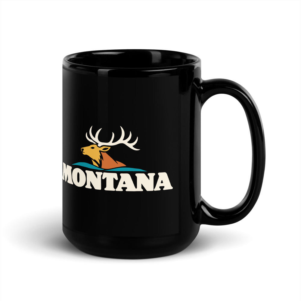 Montana Elk — black mug, 15 oz, right side, logo on both sides