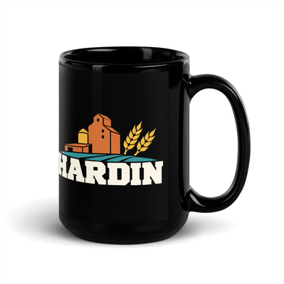Hardin — black mug, 15 oz, right side, logo on both sides