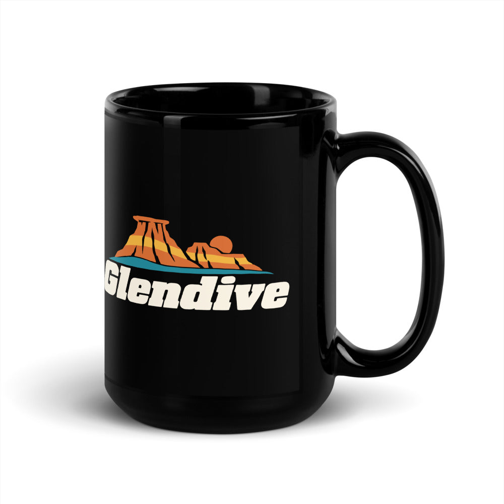 Glendive — black mug, 15 oz, right side, logo on both sides