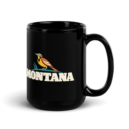 Montana Meadowlark — black mug, 15 oz, right side, logo on both sides