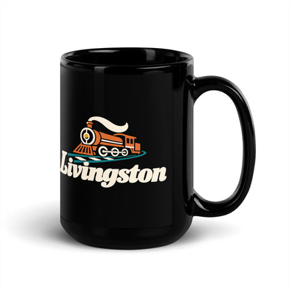 Livingston — black mug, 15 oz, right side, logo on both sides