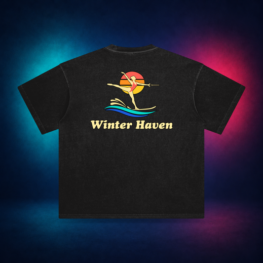 Winter Haven — Retro Black — large back print | Vision Neon midnight studio