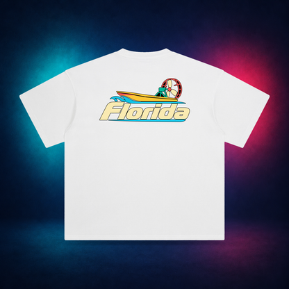 Florida Airboat — White — large back print | Vision Neon midnight studio