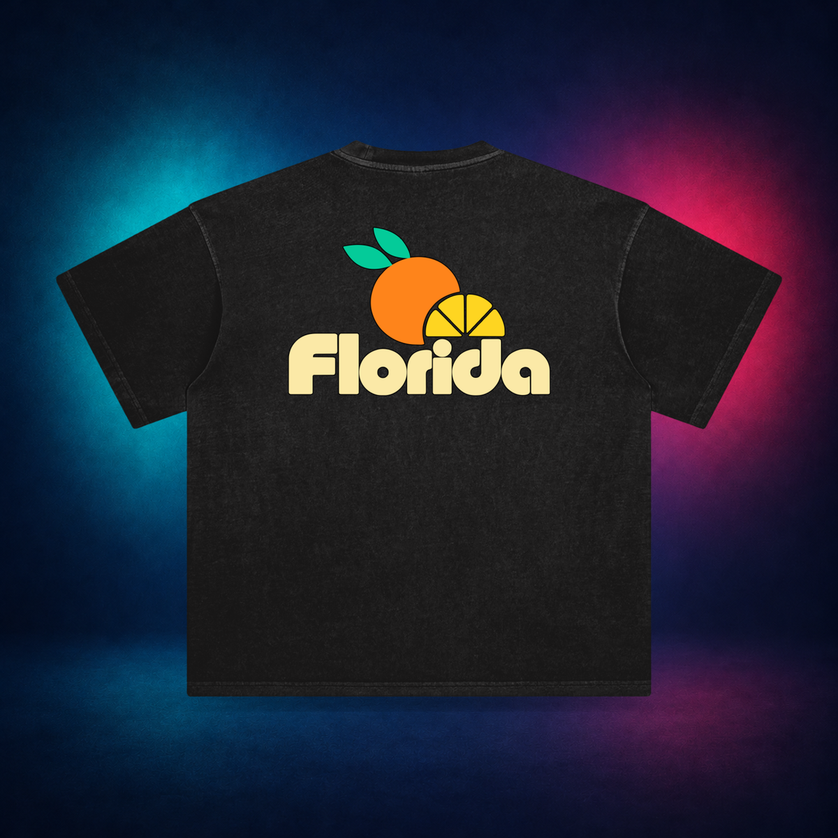 Florida Citrus — Retro Black — large back print | Vision Neon midnight studio