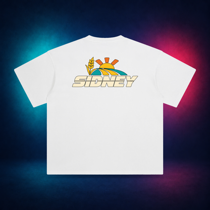 Sidney — White — large back print | Vision Neon midnight studio
