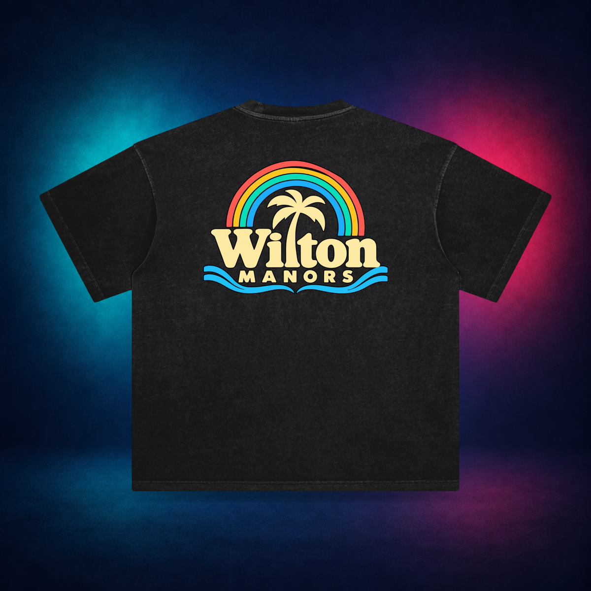 Wilton Manors — Retro Black — large back print | Vision Neon midnight studio