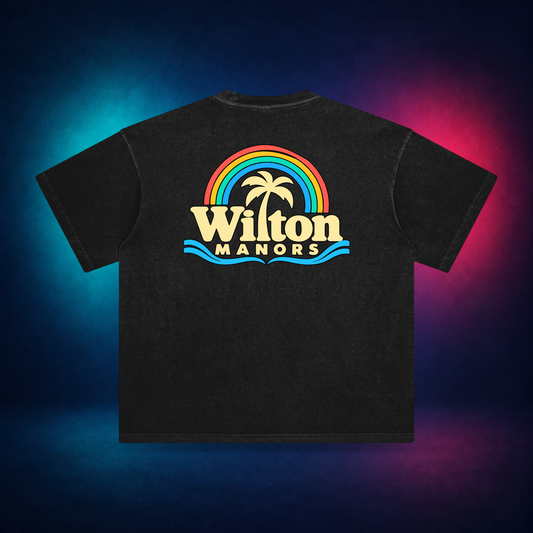 Wilton Manors — Retro Black — large back print | Vision Neon midnight studio