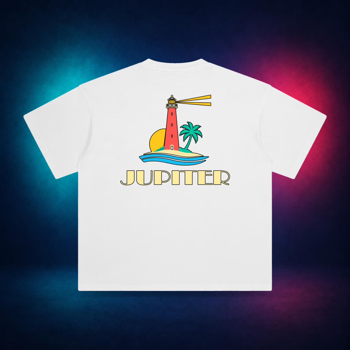 Jupiter — White — large back print | Vision Neon midnight studio