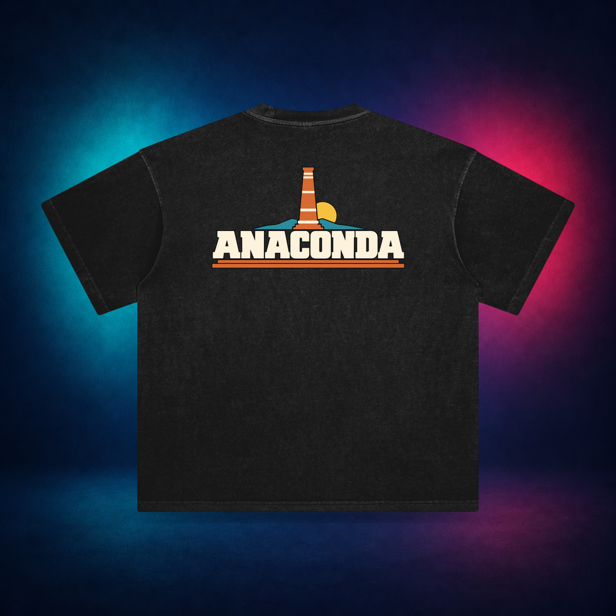 Anaconda — Retro Black — large back print | Vision Neon midnight studio