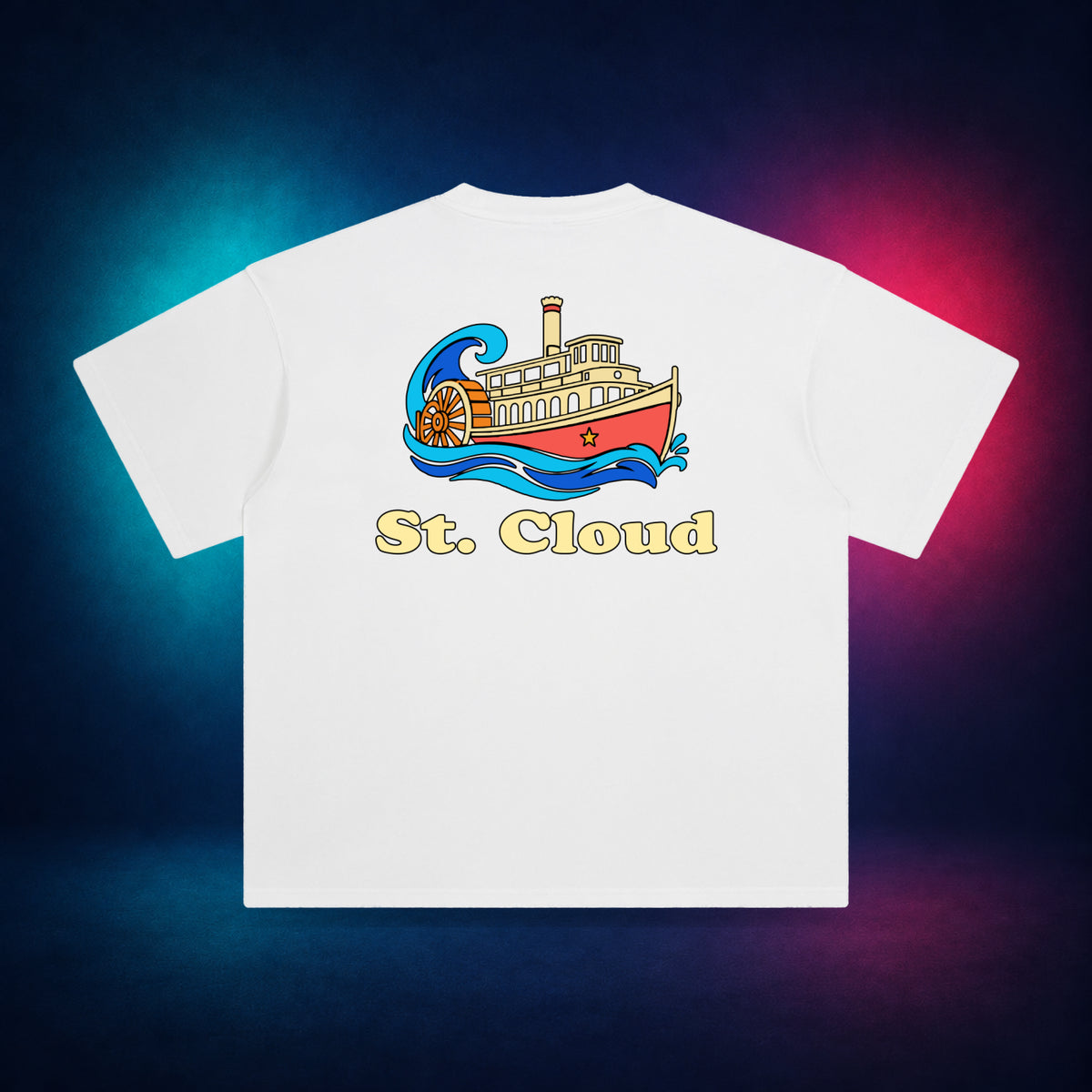 St. Cloud — White — back only print | Vision Neon midnight studio