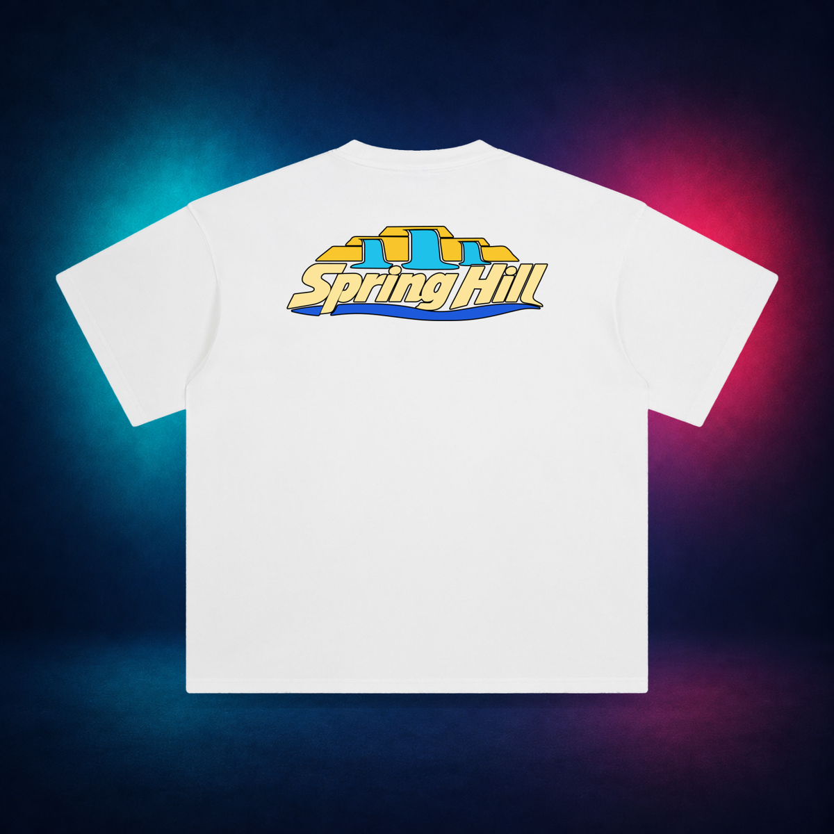 Spring Hill — White — large back print | Vision Neon midnight studio