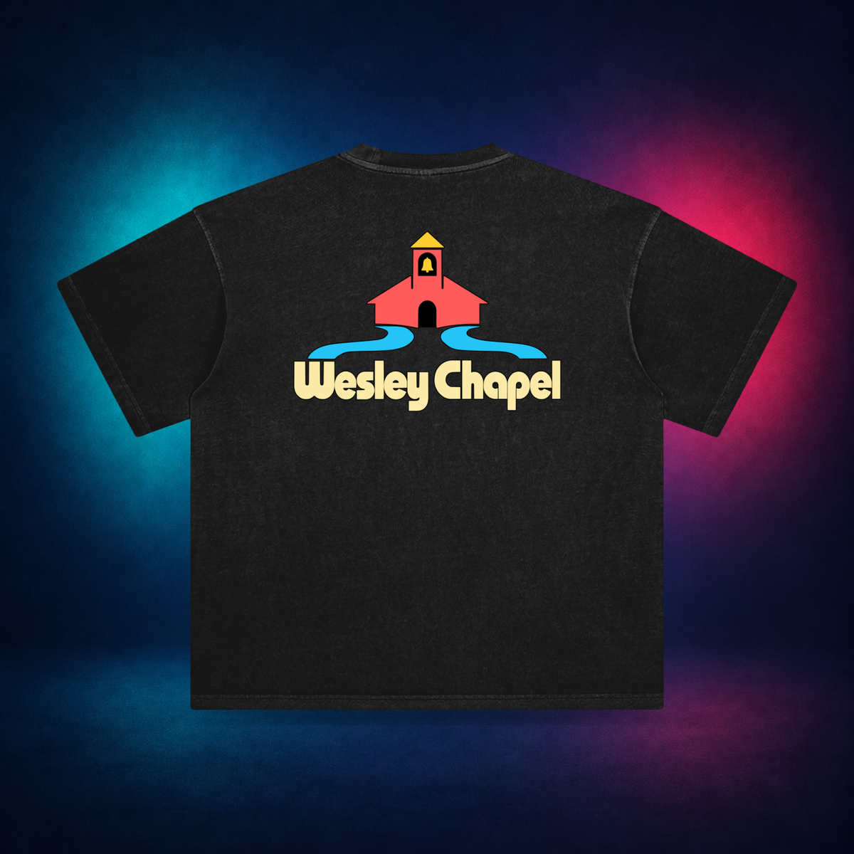 Wesley Chapel — Retro Black — large back print | Vision Neon midnight studio